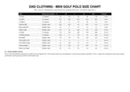 DAD Men's Golf Polo Size Guide