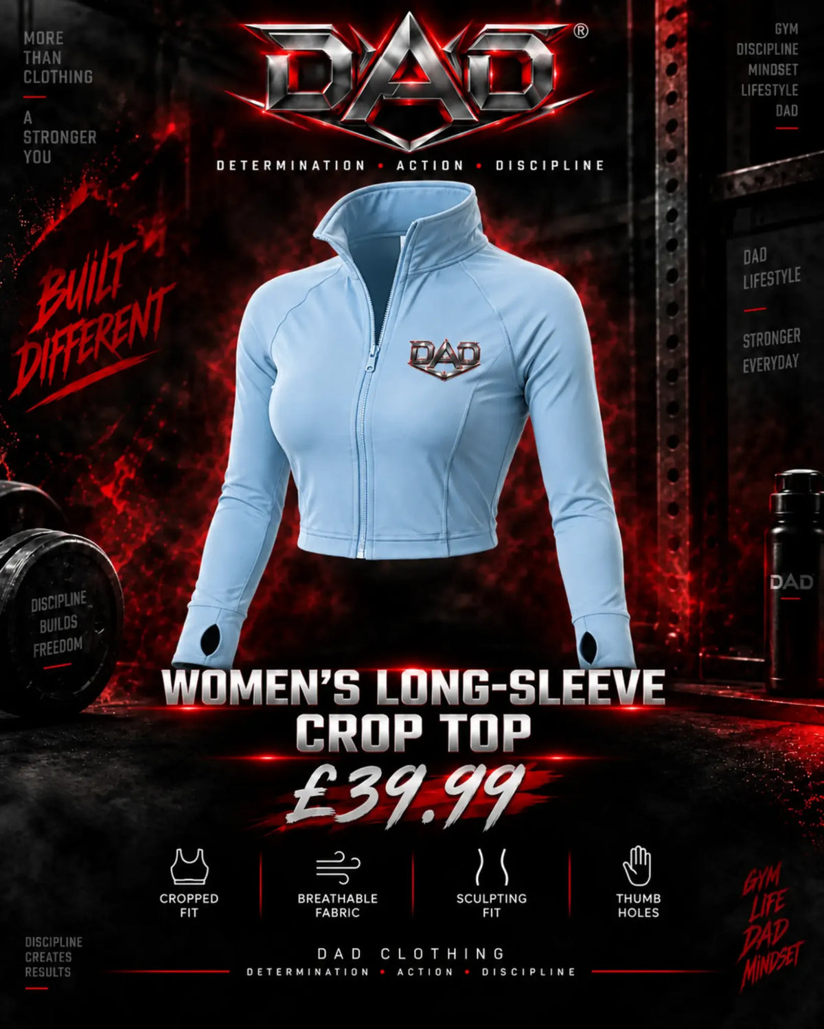 DAD Women's Long-Sleeve Crop Top - Drop 001